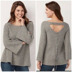 Lauren Conrad Pale Pink Laceup Swing Pullover